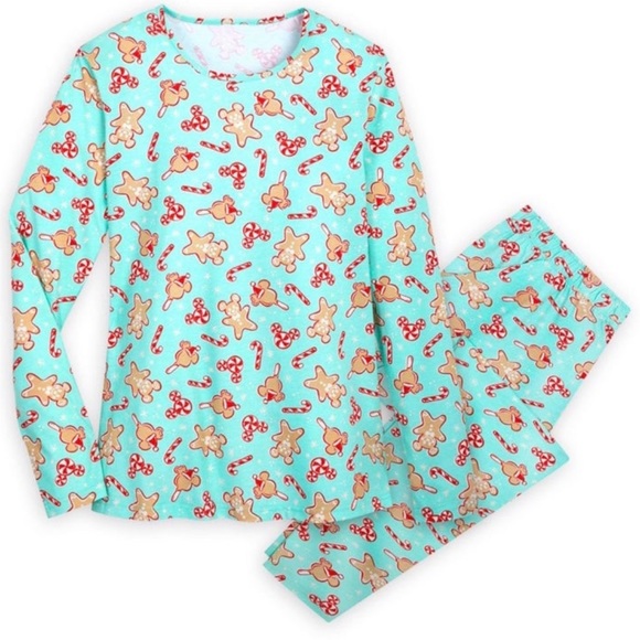 Disney Gingerbread Candy Cane Mickey Mouse Adult Pajamas Womens 3X Christmas NEW
